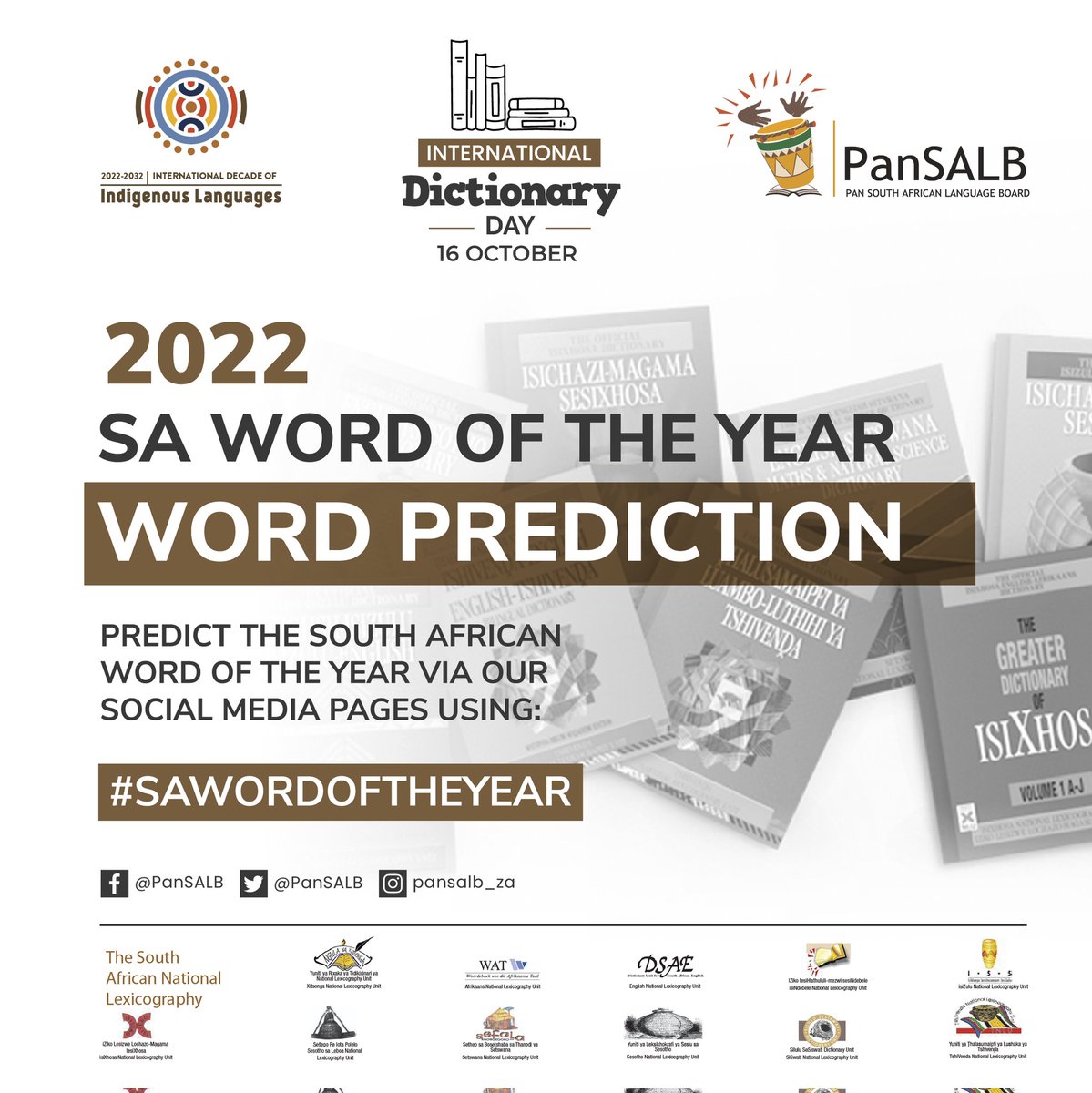 PanSALB's tweet photo. Share with us what you think the 2022 SA Word of the Year will be. Drop us a comment below or send an email to communication@pansalb.org #SAWORDOFTHEYEAR https://t.co/7OxrJVGtQt