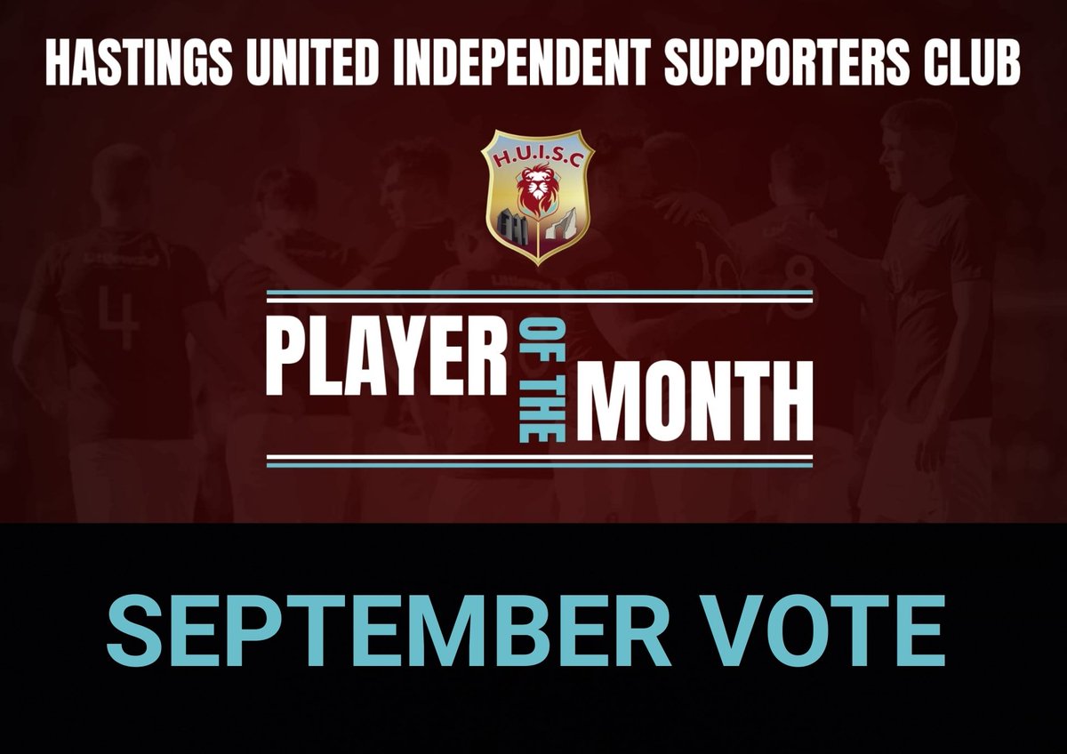 SEPTEMBER PLAYER OF THE MONTH - MENS

As a HUISC member you have the exclusive benefit of voting for POTM

Its time to get your vote in for the Men's for the month of September 

You should have all received as email this morning, please reply with your vote

#POTM #HUFC #HUFCW