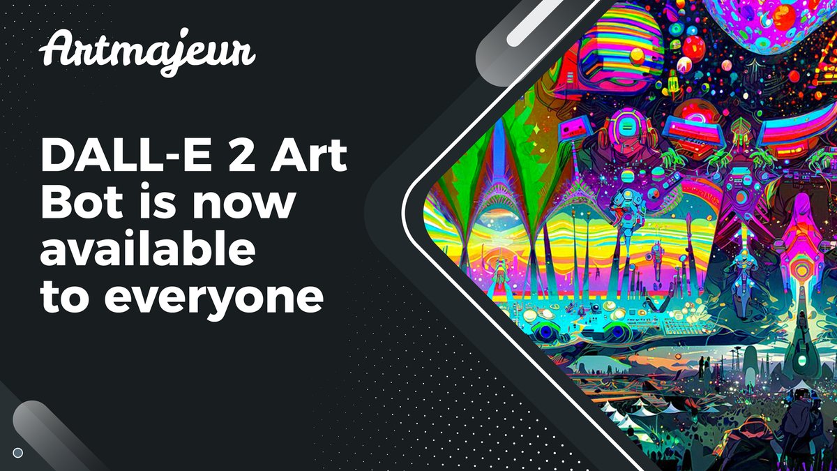 artmajeur's tweet photo. DALL-E 2 Art Bot is now available to everyone
Read the full article here: https://t.co/VAwwh2HowO
#DALLE #artbot #imagegenerator #OpenAI #DALLE1
#DALLE2 #digitalart https://t.co/0x3HVAWqh4