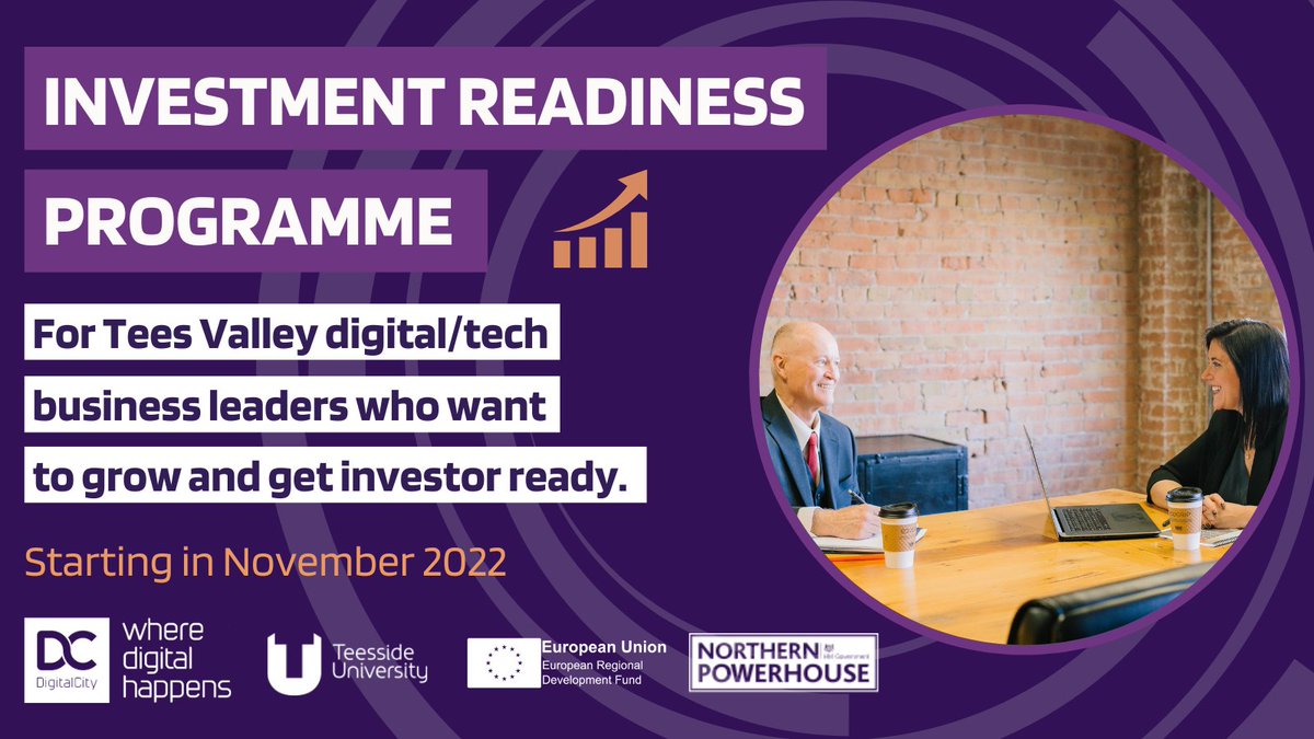 The_DigitalCity's tweet image. 📈 Applications are now open for the last DigitalCity Investment Readiness Programme starting in November.

Are you an ambitious and driven digital/tech Tees Valley business?

🚀 Please get in touch with us on: info@thedigitalcity.com

Find out more: bit.ly/3CpIHC0