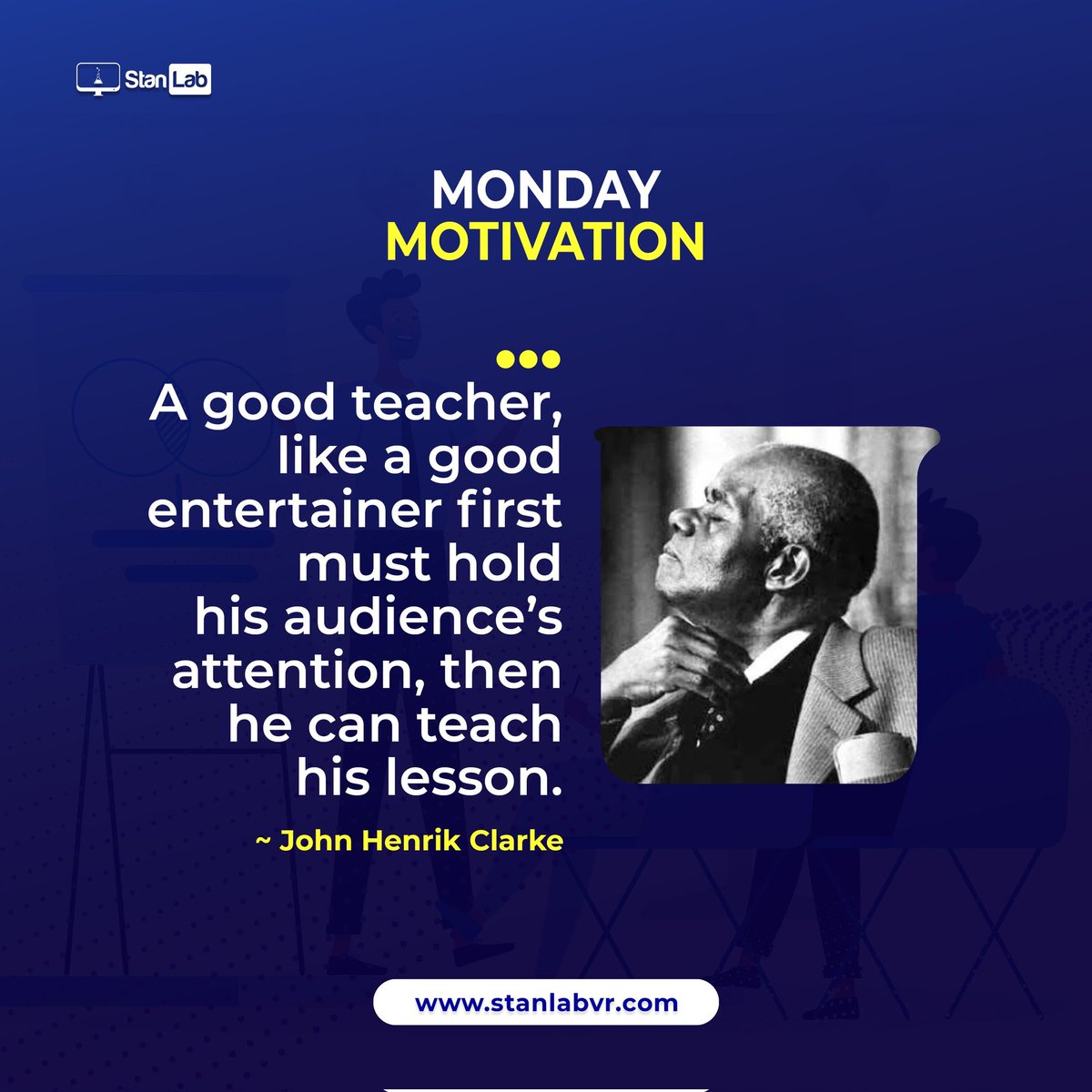 StanLabHQ's tweet photo. Start your class with attention-grabbing activities. This will help your students to listen and understand the subject. The happier they are, the more motivated they will be to learn.
Have a productive weekπ€
#stanlab #mondaymotivation #Teachpos https://t.co/z36foWzDib