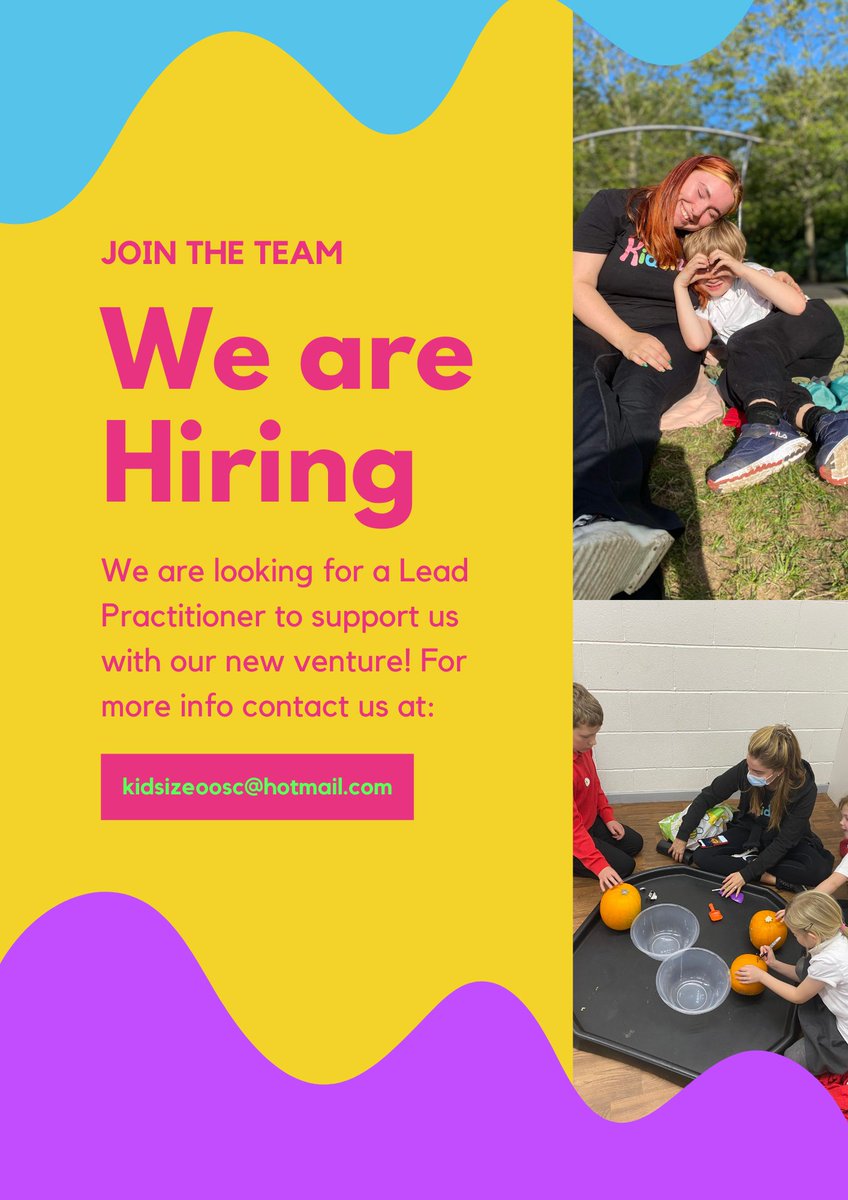 Kidsizeltd's tweet photo. We are hiring for Lead Practitioner in Kingswells! 
Email kidsizeoosc@hotmail.com for more info https://t.co/5i9etDW0db