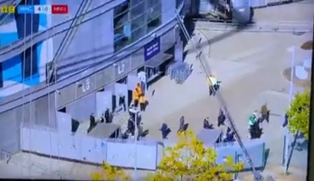 Spike______'s tweet photo. Do NOT under any circumstances retweet this picture of United fans sneaking out at Half Time in the derby. 
The embarrassment for this once proud club would be too much to take for them. 🤣 https://t.co/UOD5in7OuR