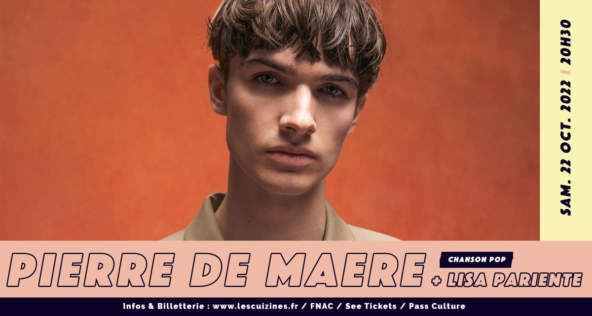 Les Cuizines (@lescuizines) on Twitter photo PIERRE DE MAERE
• À l'affiche • L'étonnant et talentueux <a href="/iamdonmcqueen/">Pierre de Maere</a> viendra ravir vos oreilles lors de son concert aux Cuizines le 22 octobre 2022 à 20h30.
Billetterie : lescuizines.fr/events/pierre-… PIERRE DE MAERE
• À l'affiche • L'étonnant et talentueux <a href="/iamdonmcqueen/">Pierre de Maere</a> viendra ravir vos oreilles lors de son concert aux Cuizines le 22 octobre 2022 à 20h30.
Billetterie : lescuizines.fr/events/pierre-…