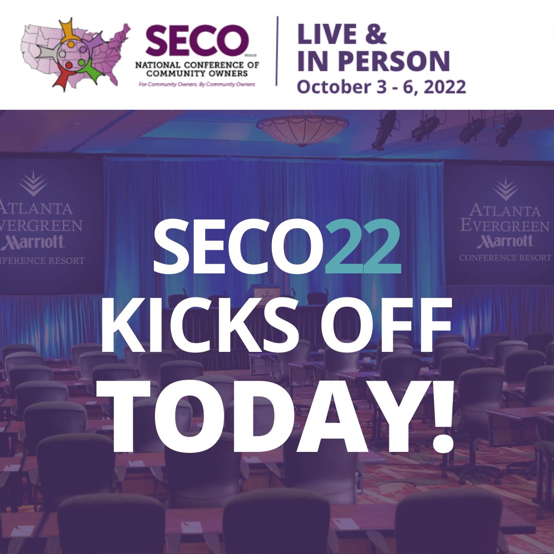 SecoConference's tweet image. SECO22 kicks off TODAY! We’re so excited to see all of you for a week of incredible industry programming and networking.

Check out the SECO22 event schedule so you can plan your week here: secoconference.com/seco22/seco22-…

#SECO #SECO22 #CommunityOwners #MHIndustry #MHProfessional