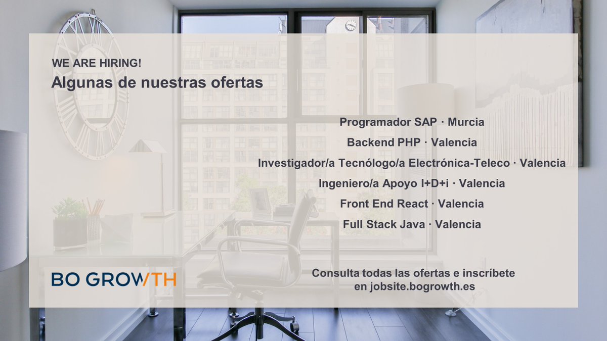 We are hiring!

#hiring #oportunidadeempleo #ofertasdetrabajo #ofertasdeempleo #vacantes #programador #SAP #backend #php #investigacion #tecnologo #electronica #teleco #ingeniero #frontend #react #fullstack #java