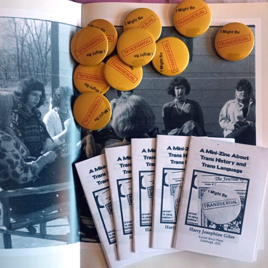 HJosephineGiles's tweet photo. 🚨NEW ZINE AND BADGE🚨

"I Might Be Transsexual" is a trans history mini-zine and it comes with a reproduction of the classic 1992 Mission to Michfest badge.

£4 and up at https://t.co/sxwODp39Fy All income goes to our trans health fundraiser https://t.co/FyCaQ3gRmD