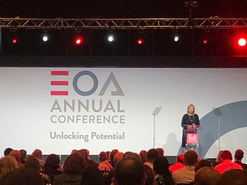 JGaddAssociates's tweet photo. It's started 🎉! So good to see a packed hall for Day 1 of @EmployeeOwned's first fully-in person #EOAConference since 2019, with @MartineBBC doing the opening honours. What a buzz there is here today!
#GoodEo #employeeownership https://t.co/UMXv5UWNfZ