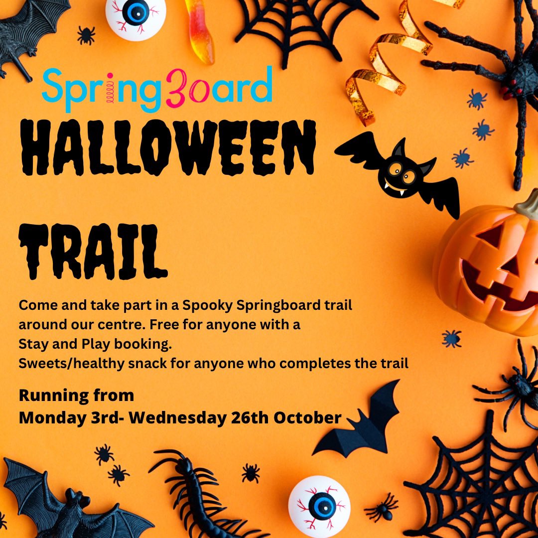SpringboardP's tweet image. Our Halloween Trail is officially open! We hope you have a spooky time visiting our inclusive play centre! For more information on booking a session, visit our website springboardsupport.org @VisitHorsham @HorshamUK