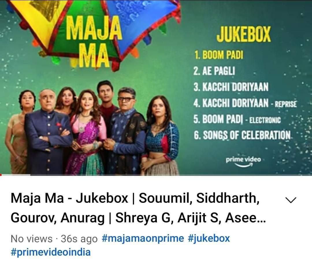 Woww awesome all songs 🎧🎶
#MajaMa  on YouTube 😍♥ 
We r eagerly waiting for 6th October.😍
@MadhuriDixit 
#MadhuriDixit
@raogajraj 
@ritwikbhowmikk @BarkhaSingh0308 #srishtishrivastava
#PrimeVideoIn
@PrimeVideoIN #MajaMaOnPrime