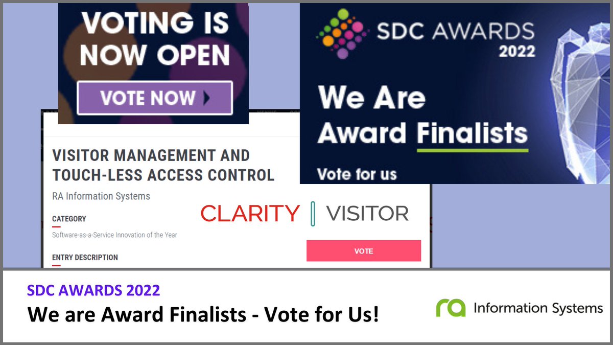 rainfosystems's tweet image. We are excited to announce that we have been selected finalists for the 2022 SDC Awards for our CLARITY VISITOR solution. VOTE FOR US here sdcawards.com/vote CLOUD INNOVATION AWARDS / Software-as-a-Service Innovation of the Year #sdcawards #software #cloud #innovation
