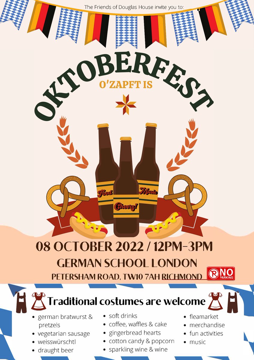 Join us for our Oktoberfest next Saturday, 8th October,  from noon to 3pm. Meet our school community, taste some German specialities and browse for treasures at the flea market. There will be a an Admissions stall, too. We look forward to welcoming you.  #Friendsofdouglashouse