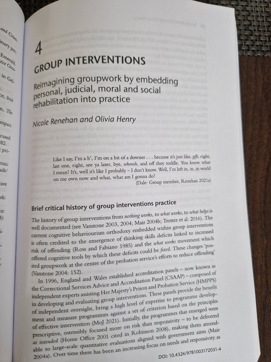 It has arrived! Finally @_O_Henry 'Group Interventions' in Reimagining Probation Practice edited by the great @BurkeLol @stevejcollett @NicolaCarr @fergus_mcneill @EmmCluley