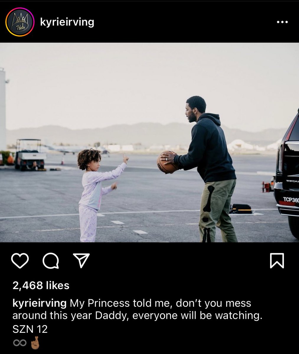 MattBrooksNBA's tweet photo. Kyrie Irving on Instagram: “My Princess told me, don’t you mess around this year Daddy, everyone will be watching.” https://t.co/9vmdDg5Q8h