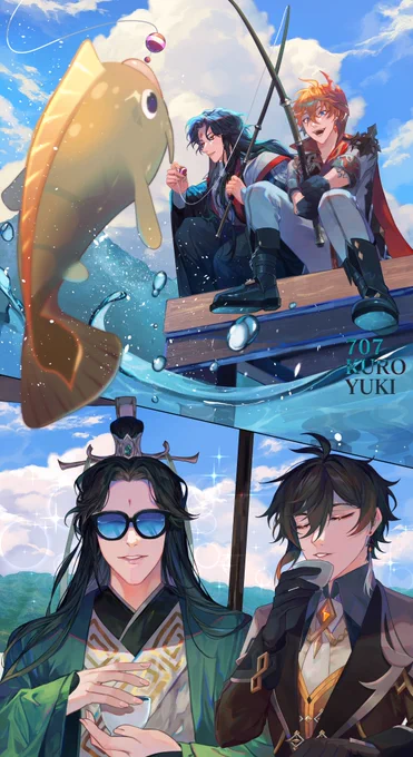 Self indulgent drawing crossover+Bonus scenario sketch on comment#Bingqiu#Tartali 