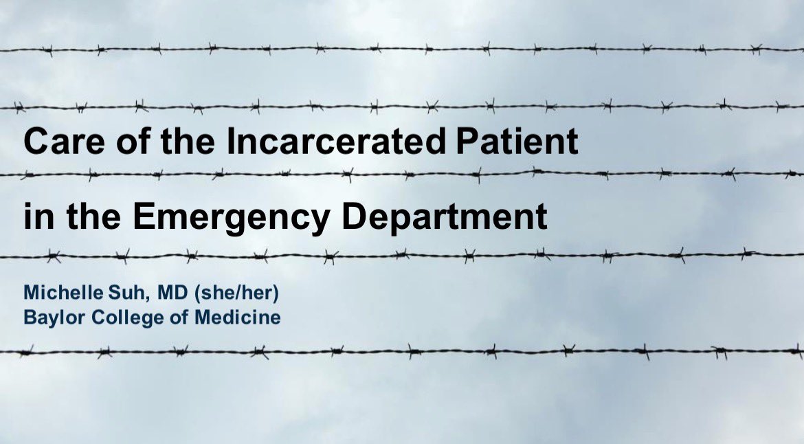 Don’t miss Dr. Suh <a href="/MSuh25/">Michelle Suh, MD (she/hers)</a>’s amazing talk on care of incarcerated patients this morning at one of my favorite <a href="/emresidents/">emresidents</a> events: 20 in 6! 9am at the Marriott SoMa 2nd Floor. <a href="/BCMEmergencyMed/">BCM_EmergencyMed</a> #EMRAatACEP22 #ACEP22 <a href="/EMRA_Education/">EMRA Education</a>