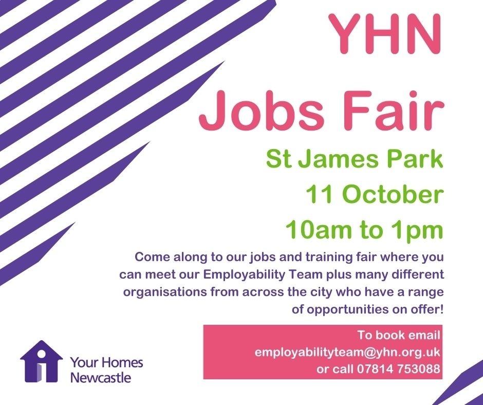 Spread the word... the YHN Jobs Fair is happening next Tuesday at St James Park! 📍