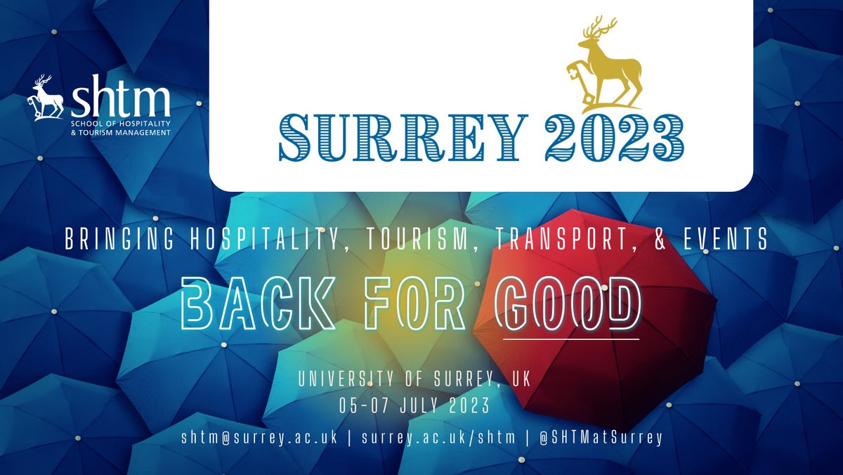 SHTMatSurrey (@shtmatsurrey) on Twitter photo Save the dates!! 5-7 July 2023, Surrey 2023 Conference, Bringing Hospitality, Tourism, Transport & Events Back for Good! @shtmatsurrey Contribute to the Surrey Good Bucket List! #Surrey2023 #SurreyGoodBucketList 
Stay tuned for more  ℹ️ Save the dates!! 5-7 July 2023, Surrey 2023 Conference, Bringing Hospitality, Tourism, Transport & Events Back for Good! @shtmatsurrey Contribute to the Surrey Good Bucket List! #Surrey2023 #SurreyGoodBucketList 
Stay tuned for more  ℹ️