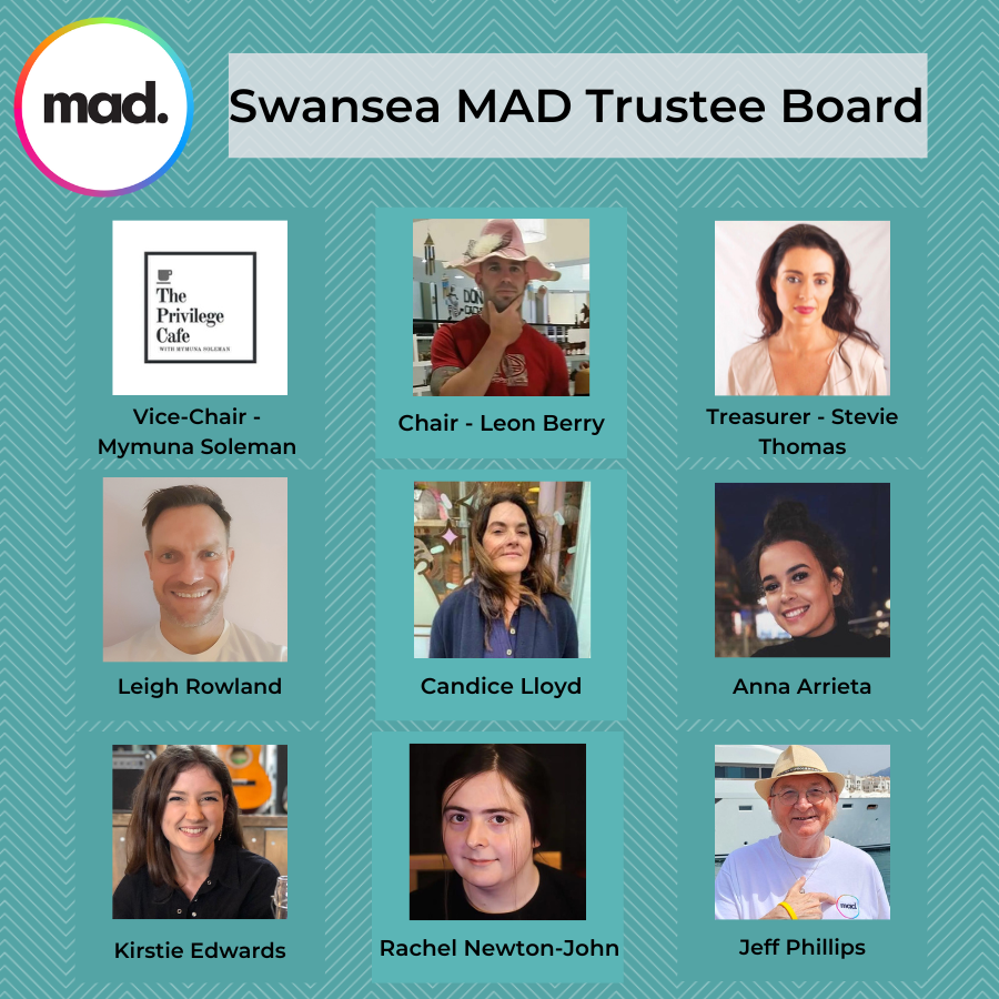 At #SwanseaMAD, we're thrilled to have such an incredible #BoardOfTrustees and appreciate their continued guidance and support! A big shout out to:
Leon Berry
Mymuna Soleman
Stevie Thomas
Kirstie Edwards
Anna Arrieta
Candice Lloyd
Rachel Newton-John
Leigh Rowland
Jeff Phillips