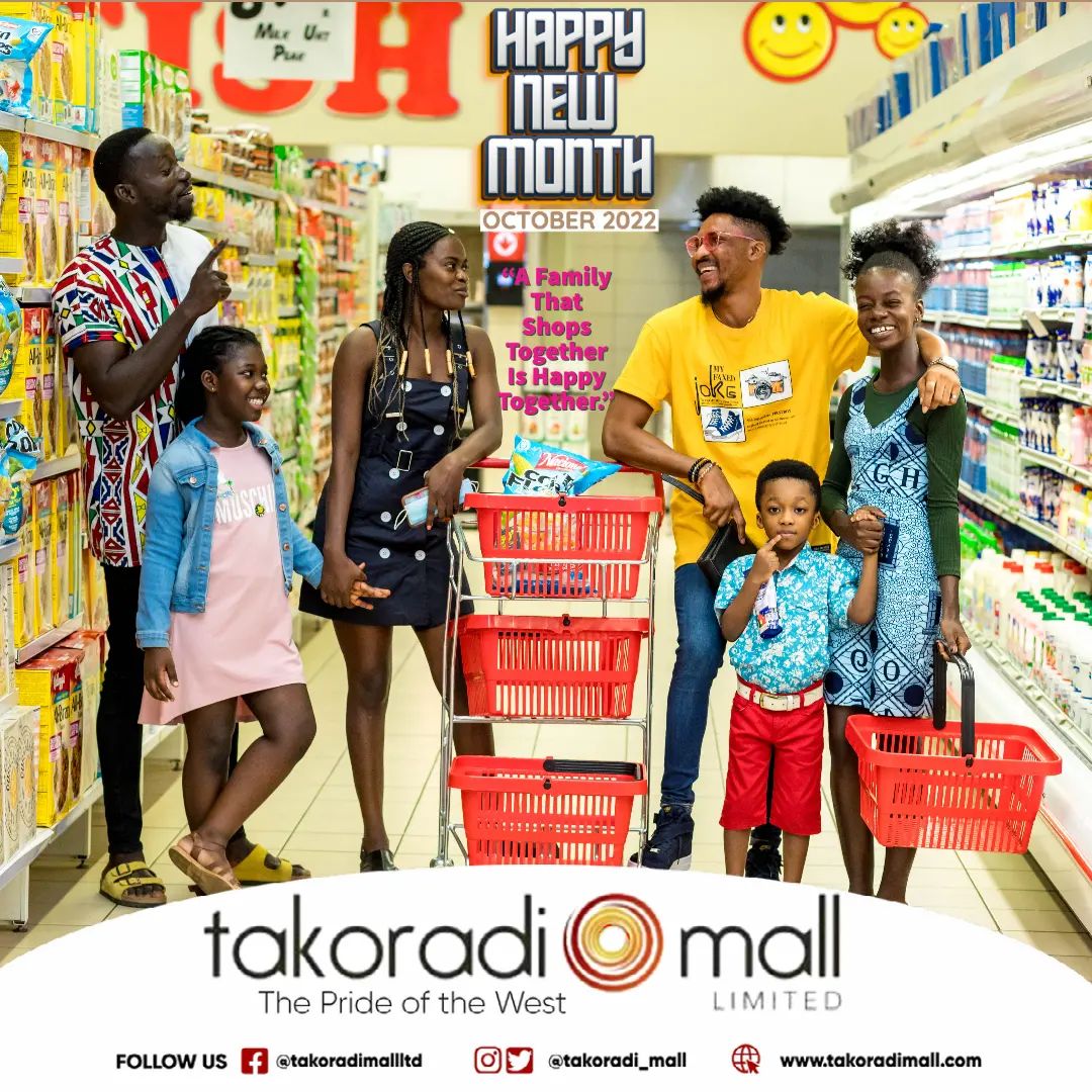 Takoradi_Mall's tweet photo. OCTOBER 2022! 🥳🎀🛒🏷️🛍️
A family that shops together is happy together!
Come through this month for everything you need. We've got lots of promos and discounts as you shop.
#iLoveTadi
#ShopOclock
#TakoradiMall
#ThePrideOfTheWest https://t.co/sJF69mD4Hl