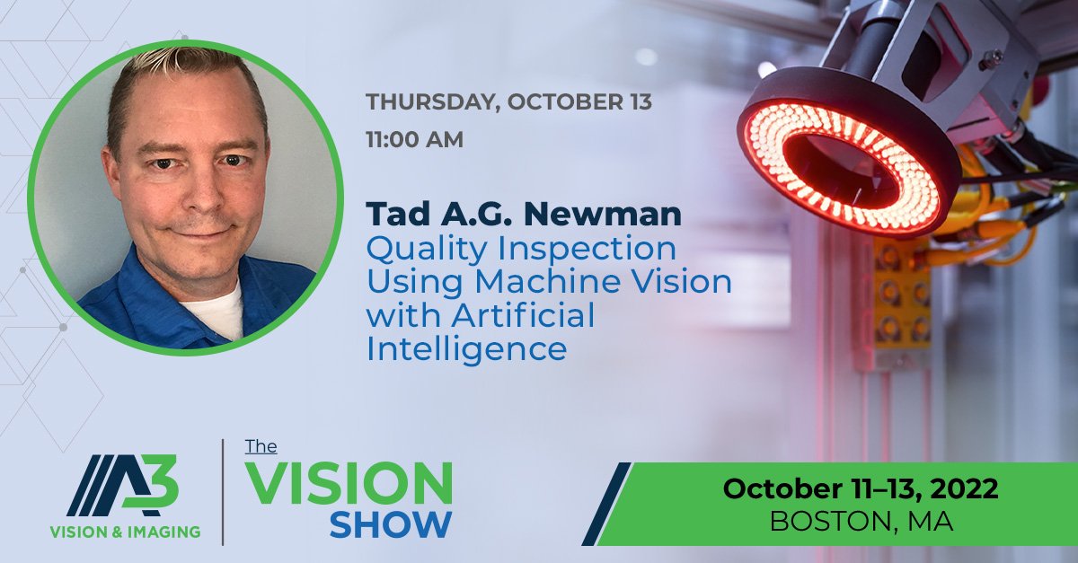 OmronAutomation's tweet photo. ๐ฃ How is unit-level #QualityControl with #AI #VisualInspection making it easy to solve challenging applications? #MachineVision Product Manager, @TadNewman presenting at the #VisionShow! #VisionInspection #MachineVisionSystem #ArtificialIntelligence #FactoryAutomation https://t.co/x6CIkR0eU3