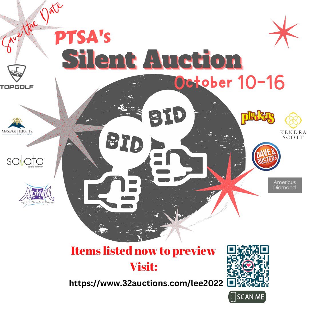 Save the Date: PTSA Silent Auction Oct 10-16. Item List is open to preview.