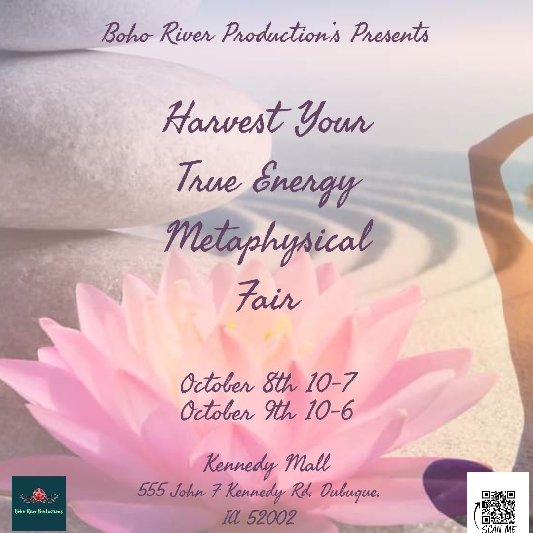 KennedyMallDBQ's tweet photo. This Weekend Kennedy will stay in the healthy trend of having another event!
Kicking off October with a BANG!
Get ready shoppers for The Boho Production’s Harvest Your True Energy Metaphysical Fair Starting on October 8th 10-7 and October 9th 10-6! 
#Dubuque #fall #health 🫀🌸🪨 https://t.co/KE785Dr9fO
