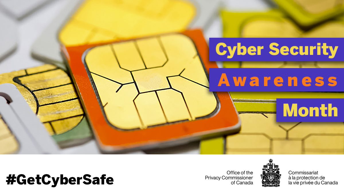 PrivacyPrivee's tweet photo. October is Cyber Security Awareness Month and a good time to learn more about the SIM card swap scam. Check out our blog post to find out how it works : https://t.co/Ull9txKCic
#GetCyberSafe #CyberMonth2022 https://t.co/fHFQNe4jDu