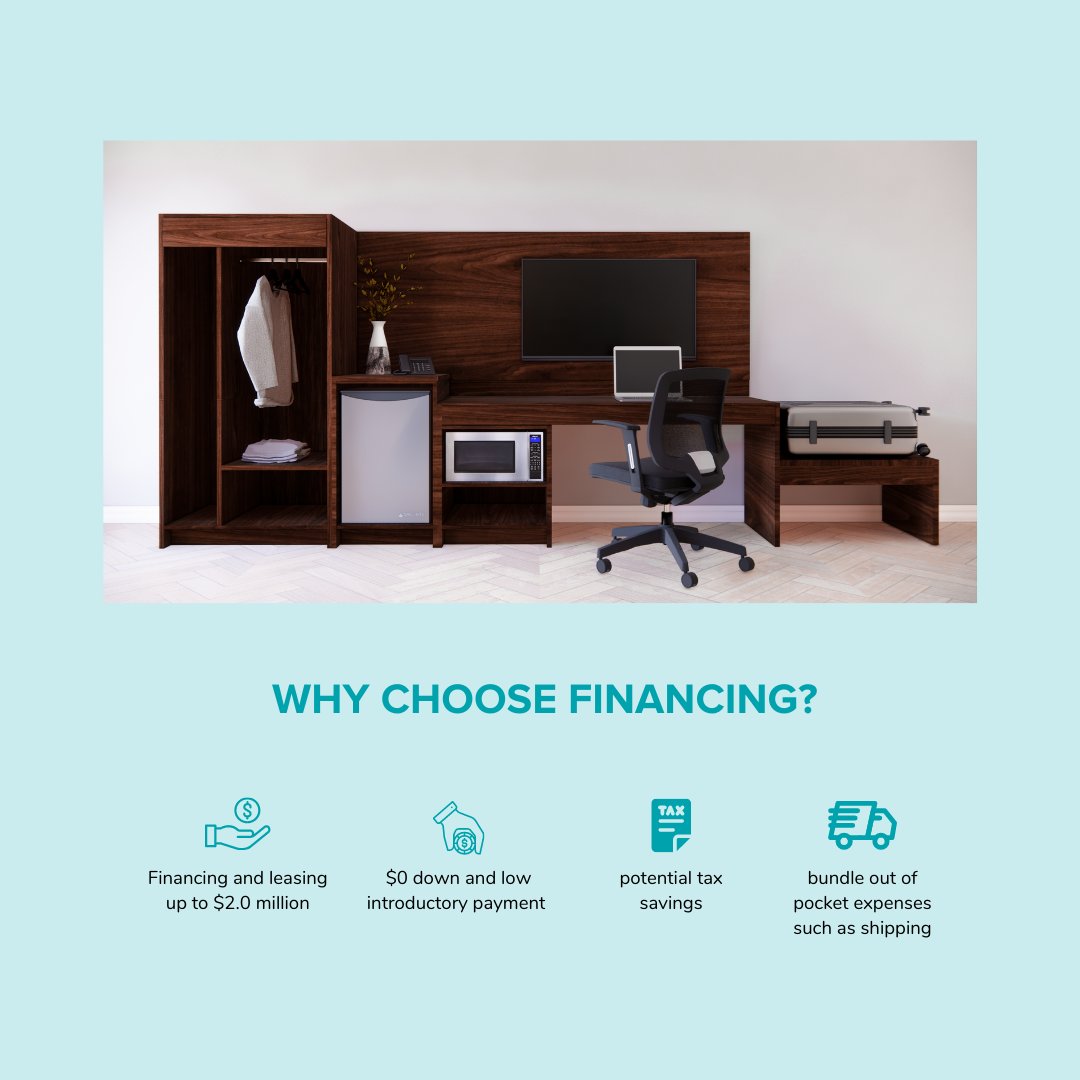 HotelFurnishing's tweet photo. Upgrade your hotel guestrooms today, and pay later! #hdhospitalitydesigns #furniture #hospitalityindustry #hotelfurnituref #financing #hospitalitydesign #hospitalityindustry #casegoods #hotelowners #hotels #hotelindustry #hotelfinancing https://t.co/NKL9CGu82O