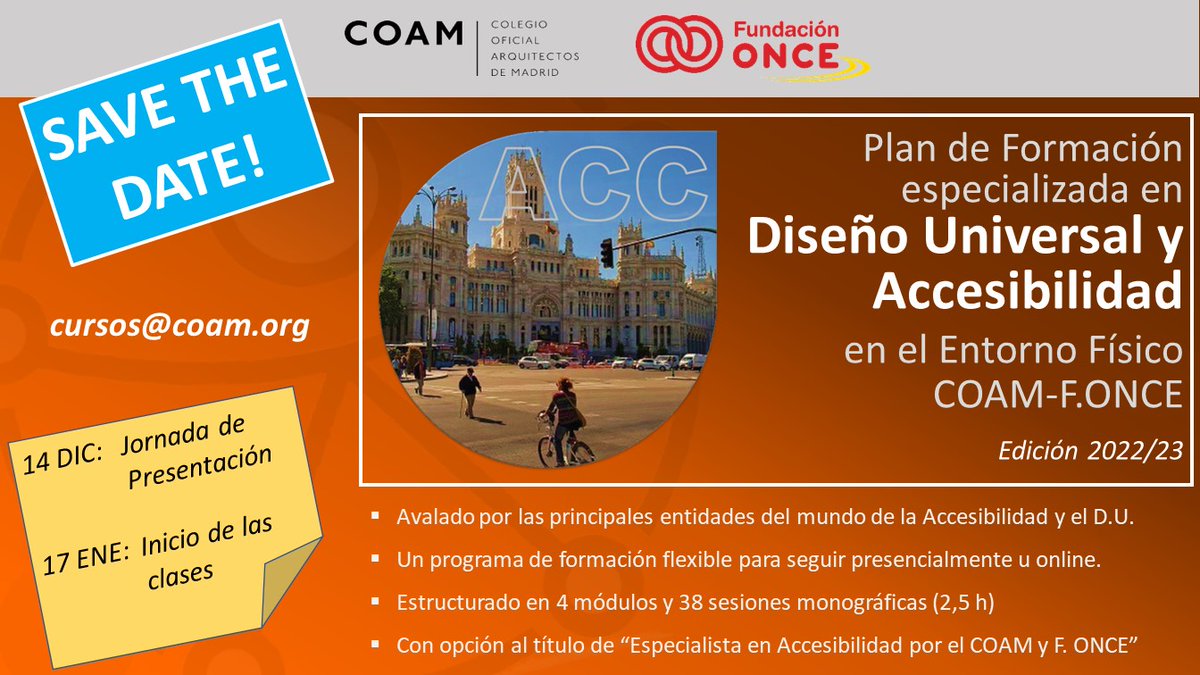 Delfin_JIM's tweet photo. Hoy en el @COAMadrid se ha presentado un avance del nuevo Plan de Formación en DISEÑO UNIVERSAL Y ACCESIBILIDAD para Arquitectos, Aparejadores, Ing. Civiles, de Caminos... Más contenidos con los mejores especialistas y las mejores entidades. Pronto más info en cursos@coam.org. https://t.co/Sb8GwVbMOx