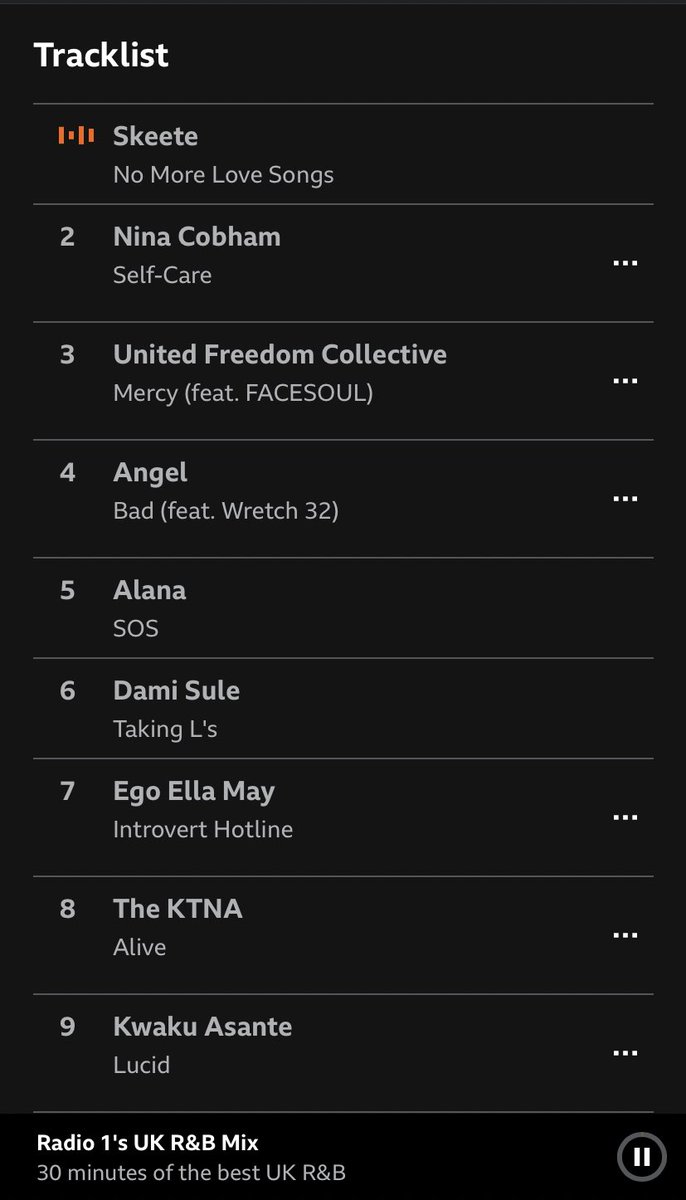 __victoriajane's tweet photo. Tracklist for last night’s @BBCR1 #FutureSoul show
This month’s #VicsPick is @IbeBellah - In The Moment & this week’s guest is @charlottedossan taking over the #SoulSpotlight 🤍
+ an incredible #UKrnbmix
If you missed it you can listen back via @bbcsounds now 🙏🏽 https://t.co/RYs922RDiA