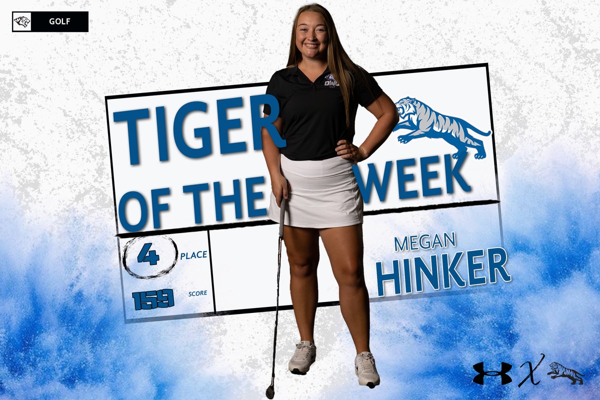 DWU Athletics (@dwusports) on Twitter photo Megan Hinker of <a href="/dwu_golf/">Dakota Wesleyan Golf</a> has earned this weeks Tiger Of The Week honors for her fourth-place finish at the Central Plains Invitational. This marking her third straight top-five finish.
📰-dwuathletics.com/aotw/Megan_Hin…
#BleedBlue | #EarnYourStripes Megan Hinker of <a href="/dwu_golf/">Dakota Wesleyan Golf</a> has earned this weeks Tiger Of The Week honors for her fourth-place finish at the Central Plains Invitational. This marking her third straight top-five finish.
📰-dwuathletics.com/aotw/Megan_Hin…
#BleedBlue | #EarnYourStripes