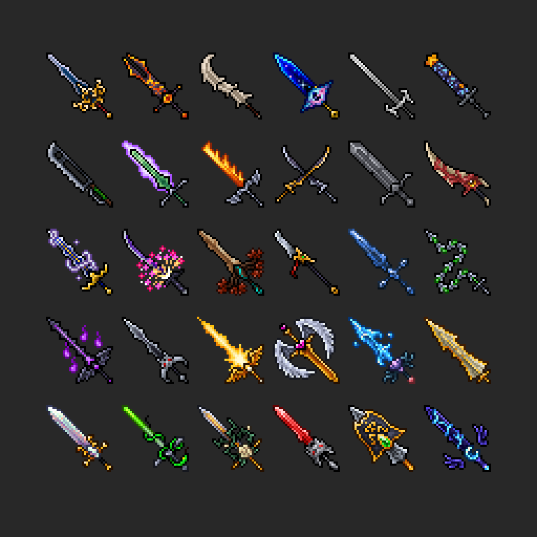 All of my #swordtember2022 Swords from @FrivolousKnight List

#pixelart #ドット絵  #swordtember