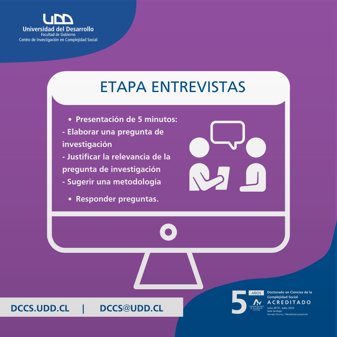 CICS_UDD's tweet photo. 💻 ¿Cómo se seleccionarán a los candidatos
para el Doctorado en Ciencias de la Complejidad
Social?

✅ Criterios de Selección
✅ Etapas Entrevistas
✅ Selección Final

Tienes hasta el 11 de octubre para postular en
https://t.co/oQkZ5Q0LO6. #Doctorado #Postulación #UDD https://t.co/jWcLdg6bKy