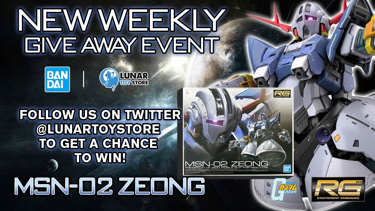 LunarToyStore's tweet photo. Our next giveaway is here! This week, we're giving away the RG of Char's final mobile suit in 0079, the Zeong! The giveaway period begins now and ends Oct 9, 2022 at 11:59 PM! Good luck to everyone participating!

Rules and Conditions: https://t.co/mgLrBwLf5e

#gundam #gunpla https://t.co/kgXzPKTgaY