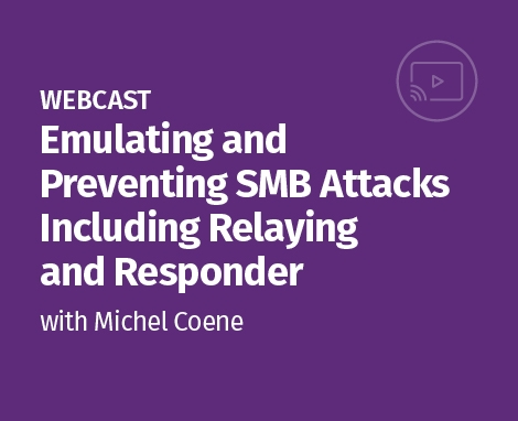 Looking forward to this webcast on Emulating and Preventing SMB Attacks Including Relaying and Responder by <a href="/coenemichel/">Michel Coene</a> on Oct 6 at 10am EDT. #PurpleTeam <a href="/SANSOffensive/">SANS Offensive Operations</a> 

sans.org/webcasts/emula…