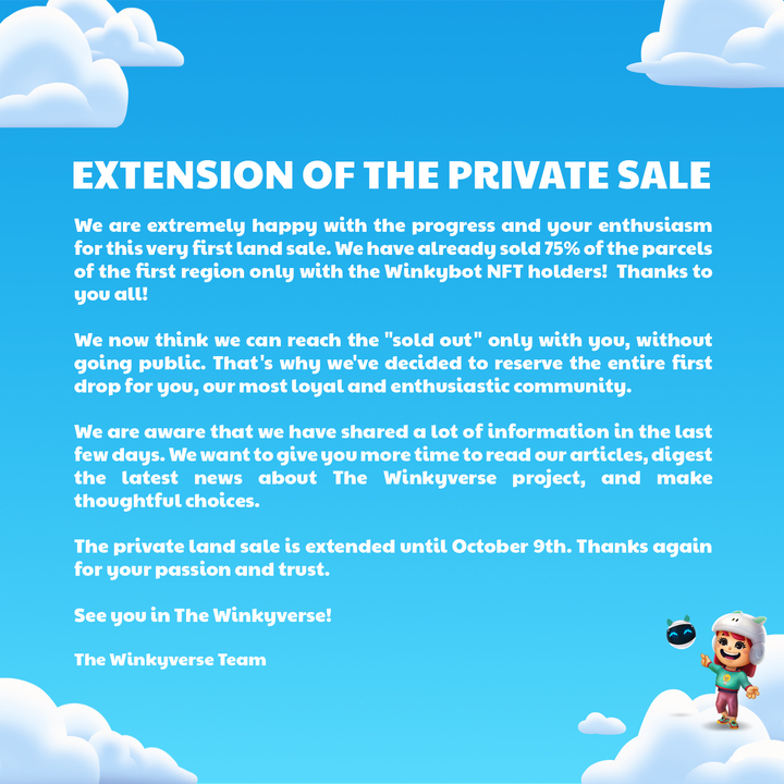 TheWinkyverse_'s tweet photo. EXTENSION OF THE PRIVATE SALE TO OCT 9 🥰 https://t.co/41Z7k9IvkJ