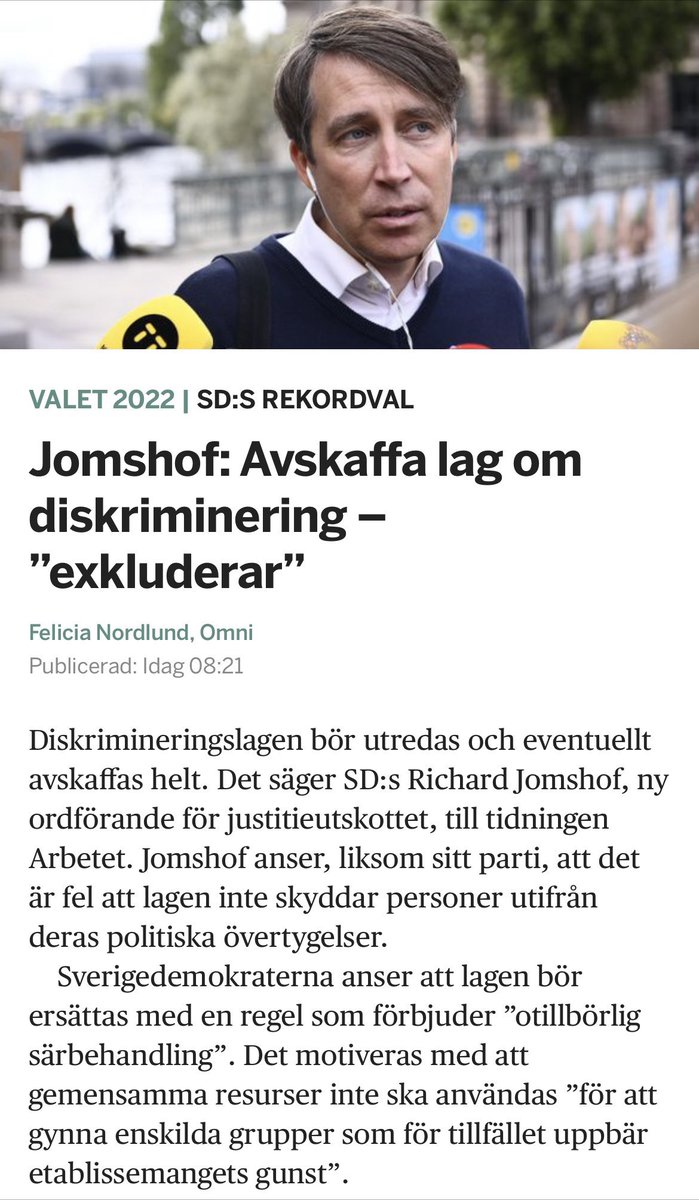 ElnaVeronica's tweet photo. Då vill man alltså ta bort den lag som ger skydd mot lön efter kön. Eller att en person väljs bort enbart på grund av namn eller hudton. Och skyldigheten att anpassa en arbetsplats efter den som sitter i rullstol. Och sexuella trakasserier är ju bara att köra på med. Fräscht. https://t.co/y7zWMwPDah