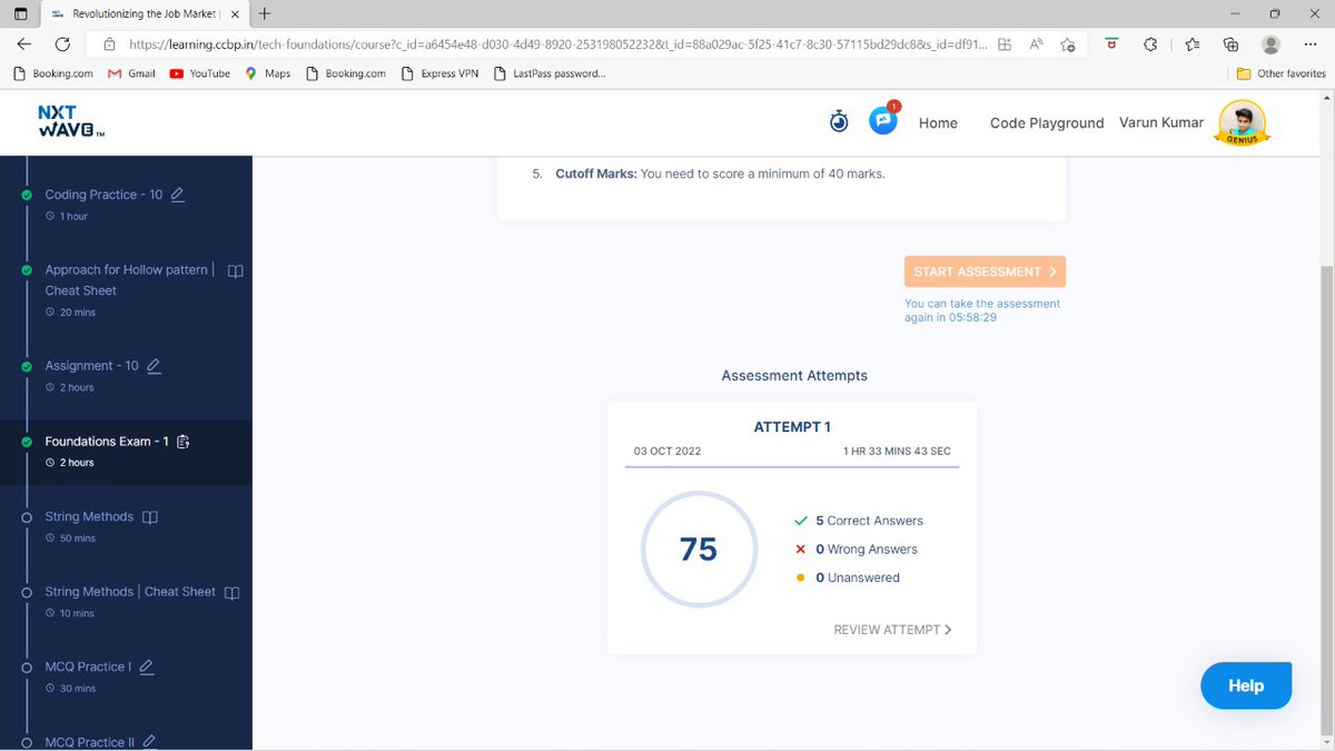 Hello...!!!
Today, I have successfully attempted my first Foundations Exam on python programming...
Now, I am aware of the basic foundations of python.
#nxtwave #ccbp #practice #learning #coding #Python #programming #foundations #flyhighchallenge