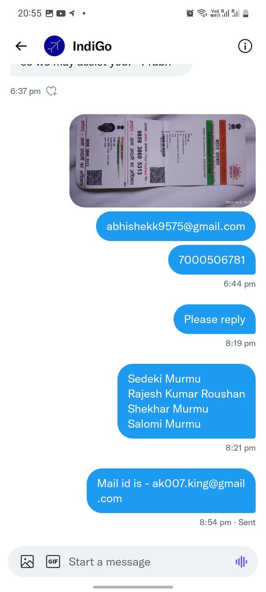 ak007king's tweet photo. @IndiGo6E still no reply, please respond. Please help https://t.co/cm6JDlqJdO