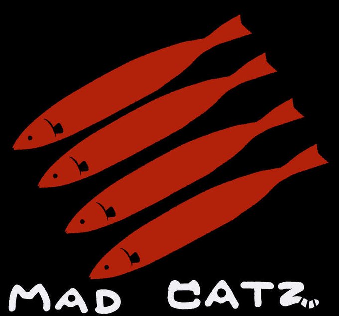 #SFリーグ 自分はiXA推しだけどもマゴさんMADCATZ復活!を記念して魚群xマッドキャッツロゴを作ってみました。ちょうど4匹の魚ということで 