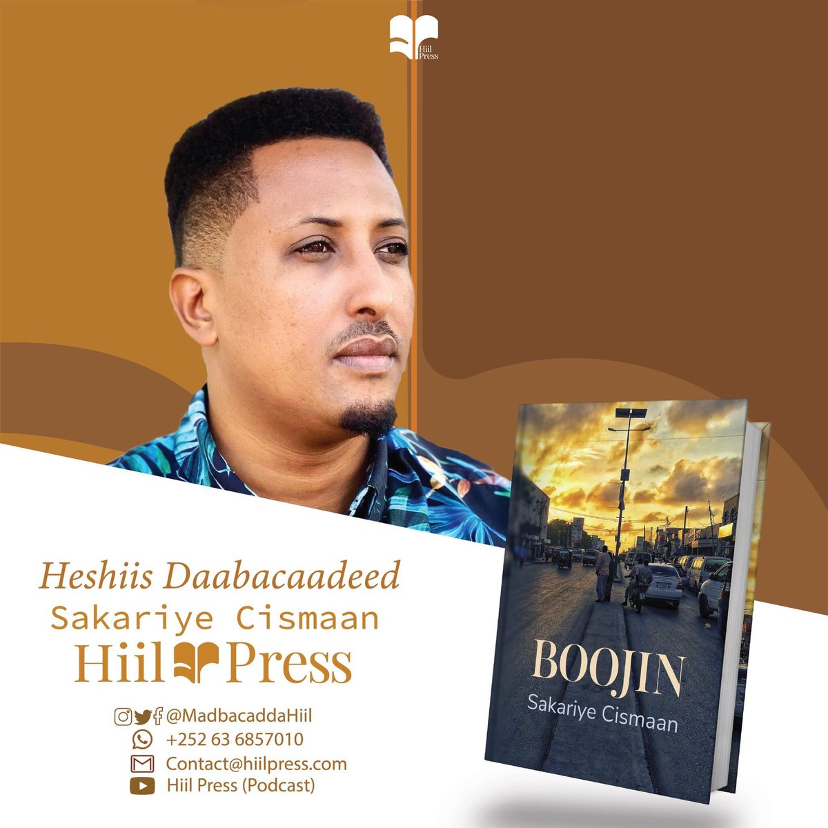 SakariyeDhegnas's tweet photo. Delighted to share with you the cover of my new Somali novel. It has been a long time coming, finally #BOOJIN will be in bookstores by November i.A. https://t.co/kS2QW4wwC7