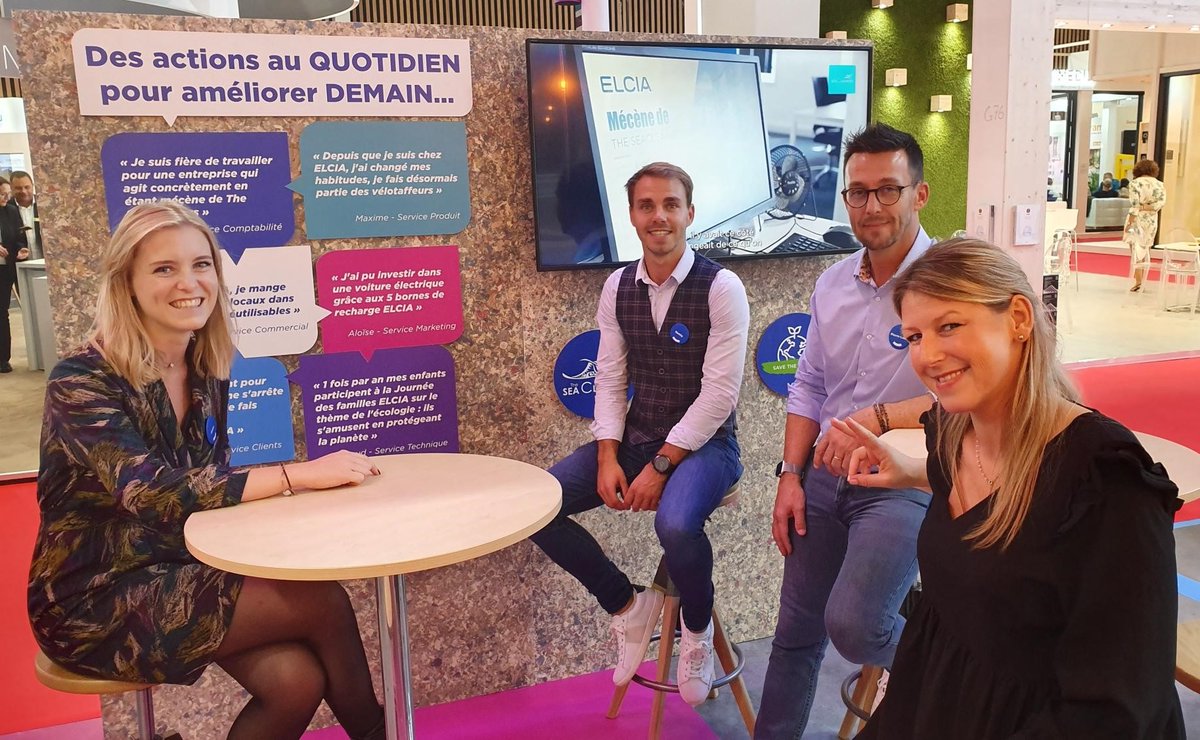 elcia_fr's tweet photo. 📸En direct de @Batimat ! Notre stand 100% éco-conçu, c'est :
- sans plancher technique, ni moquette
- sans déchets
- avec des matériaux recyclables
- entièrement réutilisé, n'est-ce pas #muto😉
Made by @GalisNews 
#Batimat #Batimat2022 https://t.co/iCRcUkLCpz