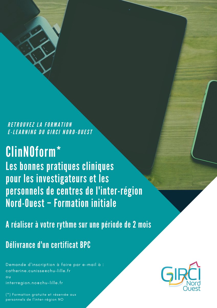 Le GIRCI Nord-Ouest lance sa formation e-learning aux #BPC ClinNOform.girci-no.fr/formation-e-le…