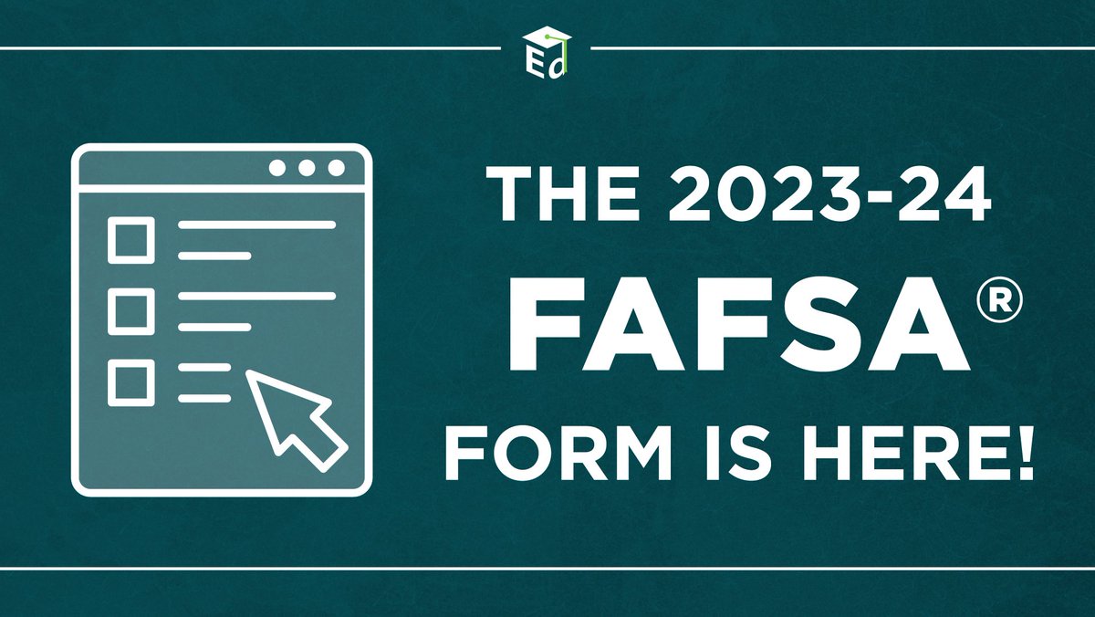 The 2023–24 FAFSA® form is now live! Visit <a href="/FAFSA/">Federal Student Aid</a> today to get an early start on financial aid for college: studentaid.gov/h/apply-for-ai…