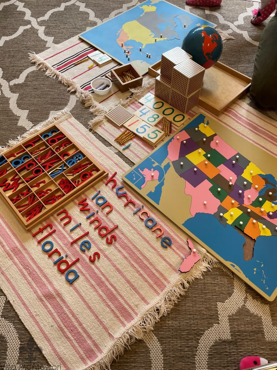 VMPLeesburg's tweet photo. Our kindergarteners learned about high winds, storms, rain, and hurricanes using the Golden Beads, Moveable Alphabet, and Geography Maps
#montessori #goldenbeads #moveablealphabet #geographymaps #hurricanes #ian #highwinds #leesburgva https://t.co/JTJlJZzLVR
