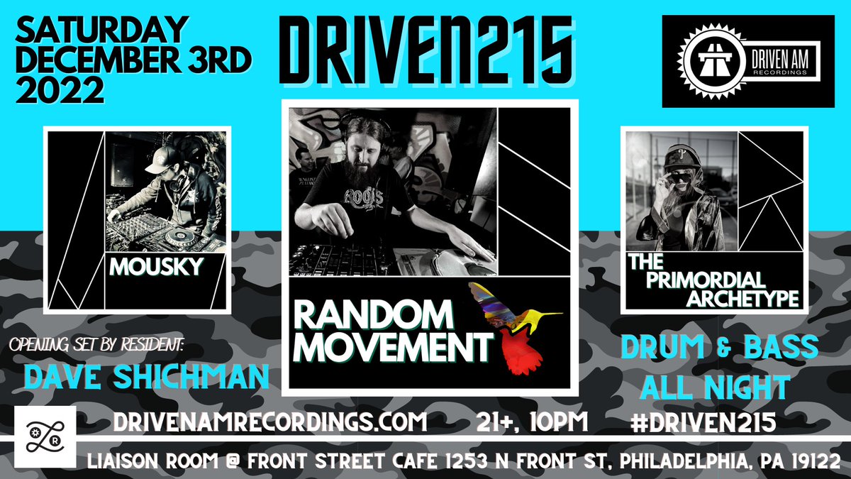 Driven AM (@drivenam) on Twitter photo JUST ANNOUNCED!!! <a href="/Random_Movement/">Random Movement</a> returns to NYC and PHILLY in DECEMBER!!! #dnb #nycdnb #phillydnb #usdnb #drumandbass #drivenam #randommovement
NYC: ticketfairy.com/r/17553/421506
PHILLY: ticketfairy.com/r/17550/421506 JUST ANNOUNCED!!! <a href="/Random_Movement/">Random Movement</a> returns to NYC and PHILLY in DECEMBER!!! #dnb #nycdnb #phillydnb #usdnb #drumandbass #drivenam #randommovement
NYC: ticketfairy.com/r/17553/421506
PHILLY: ticketfairy.com/r/17550/421506