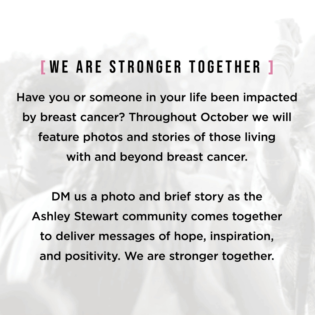 byAshleyStewart's tweet photo. October is #BreastCancerAwarenessMonth and we are proud to support @LivingBeyondBC &amp; its mission to connect people with trusted breast cancer information &amp; community support. We are #StrongerTogether 💗 #ASxBCA #LiveBeyondBC https://t.co/HHIN8XupwH
