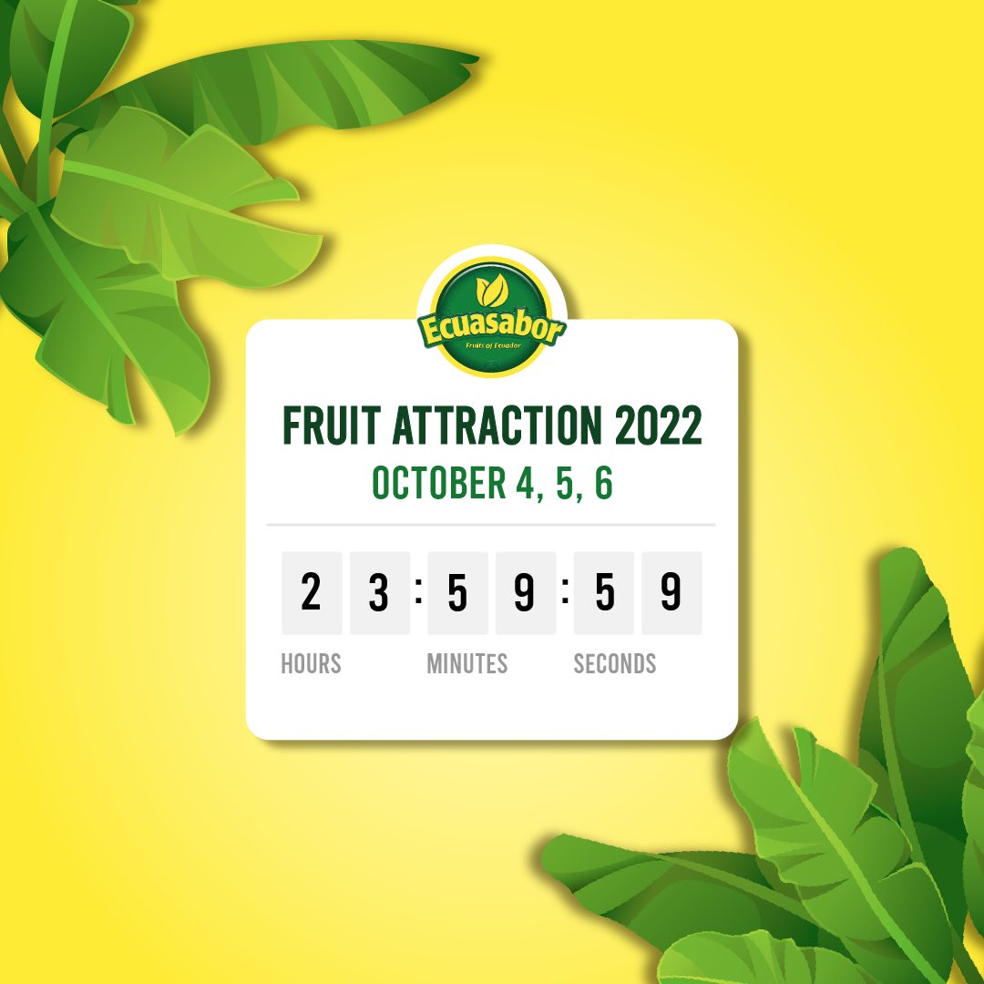 ecuasabor's tweet photo. Contando las horas para vernos 🔥 te esperamos en nuestro stand en @FruitAttraction 📍 

Pabellón 6
Stand 6E07A https://t.co/4oGrlH6U5E