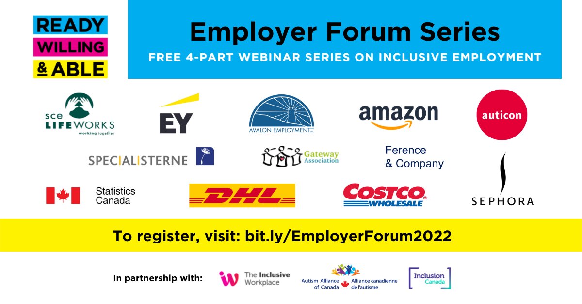 October is Disability Employment Awareness Month!

This #DEAM2022, we are hosting a FREE 4-part Employer Forum Webinar Series on October 4, 5, 6 &amp; 12. Anyone interested in advancing workplace #inclusion is encouraged to attend!

Starting tomorrow! RSVP at bit.ly/EmployerForum2…